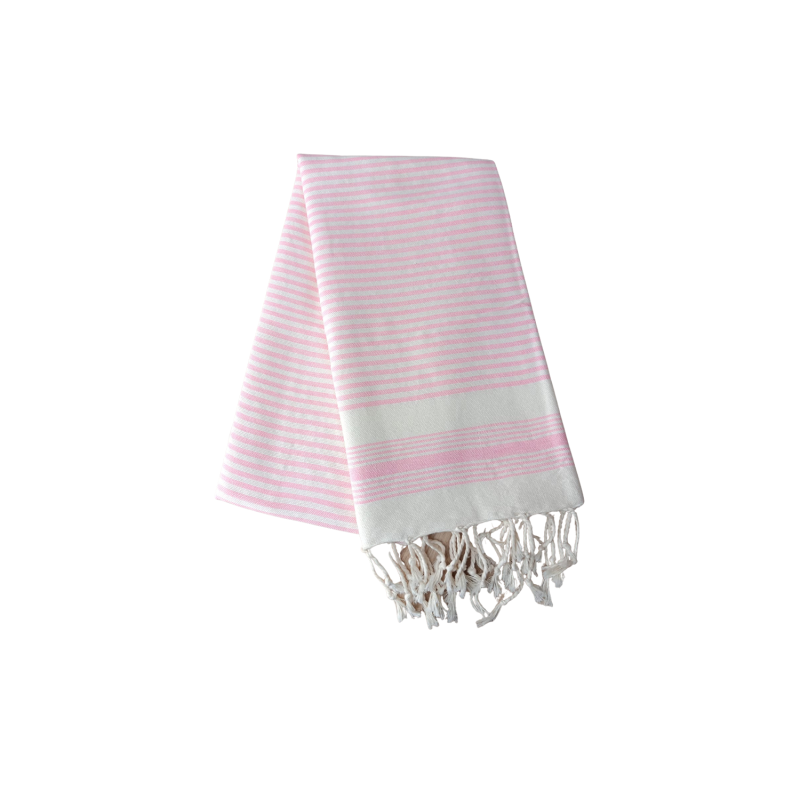 FOUTA Rayée Rose